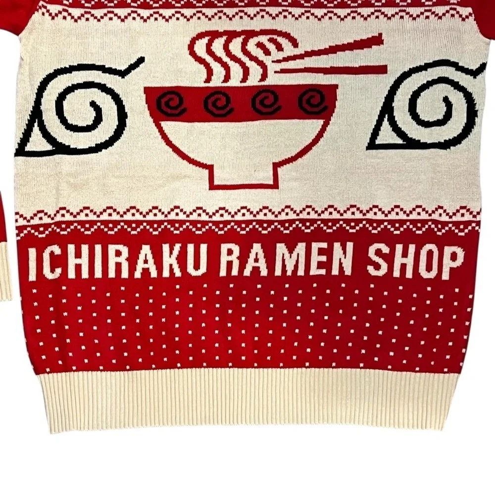 Naruto Anime Vintage Y2K Ramen Shop Christmas Sweater Red Oversized XL Deadstock